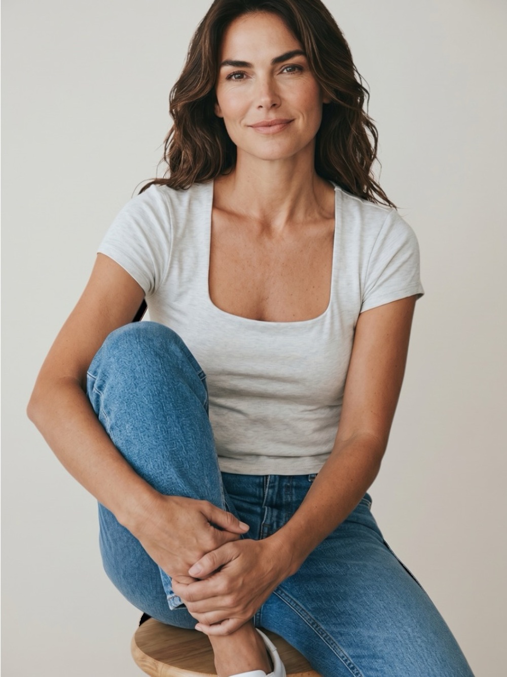 Wild Fable Heather Grey Square Neck Crop Top XS